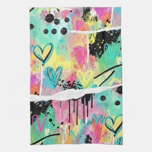 Colorful Urban Graffiti Pattern (7) Tea Towel