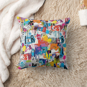 Colorful Urban Graffiti Pattern (8) Cushion