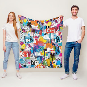 Colorful Urban Graffiti Pattern (8) Fleece Blanket