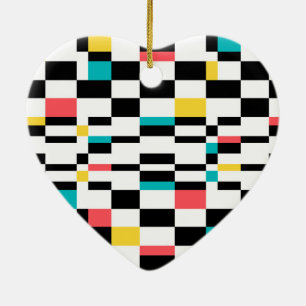 Colorful, urban, modern, trendy geometric pattern ceramic ornament