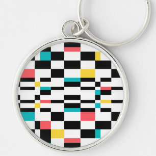 Colorful, urban, modern, trendy geometric pattern key ring