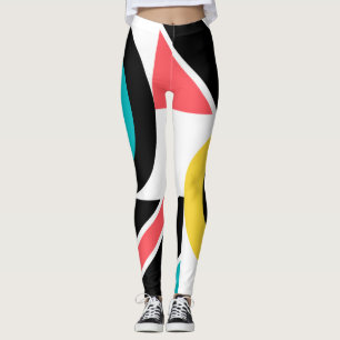 Colorful, urban, trendy, modern geometric art leggings