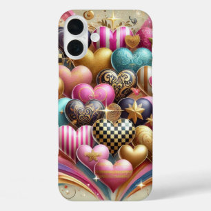 COLORFUL VALENTINE LOVE HEARTS iPhone 16 PLUS CASE