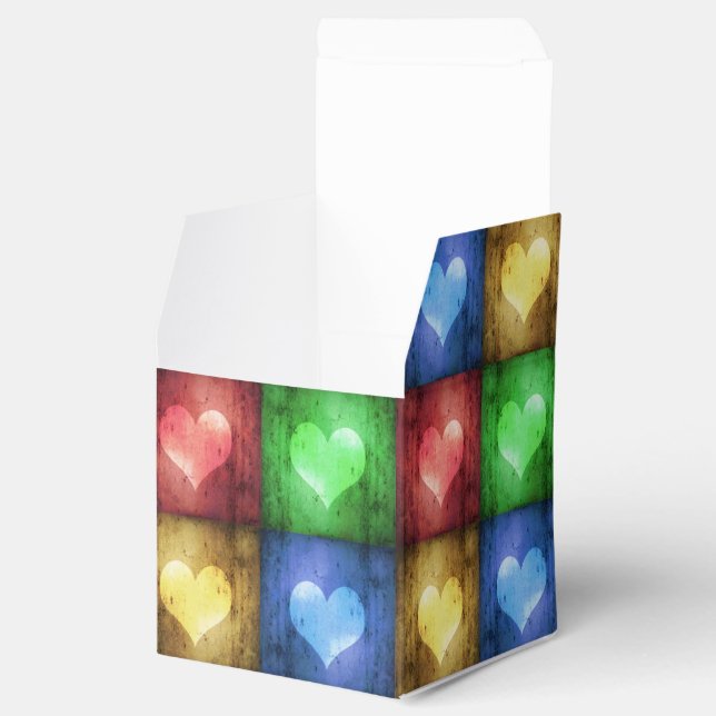 Colorful Valentine's Day Rustic Hearts Favour Box (Opened)