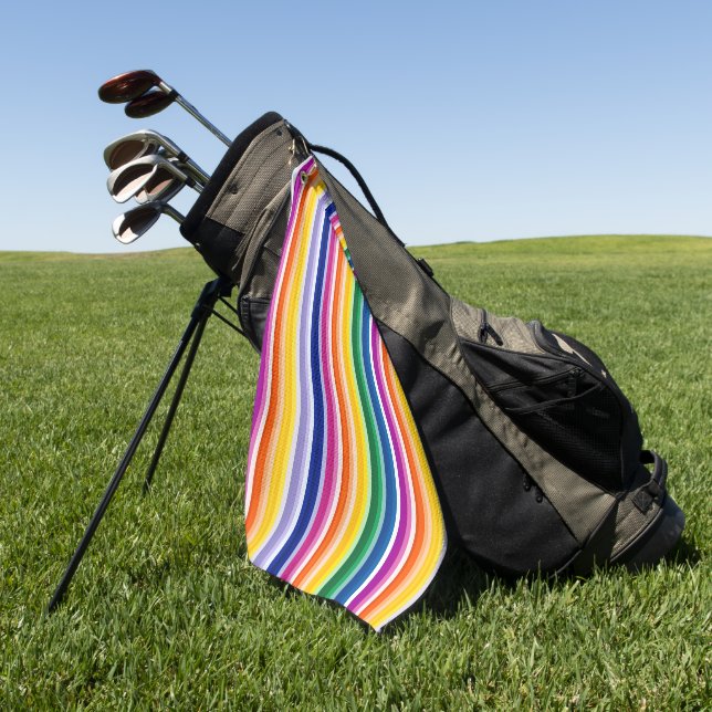 Colorful Vertical Stripes Design Golf Towel (Green)