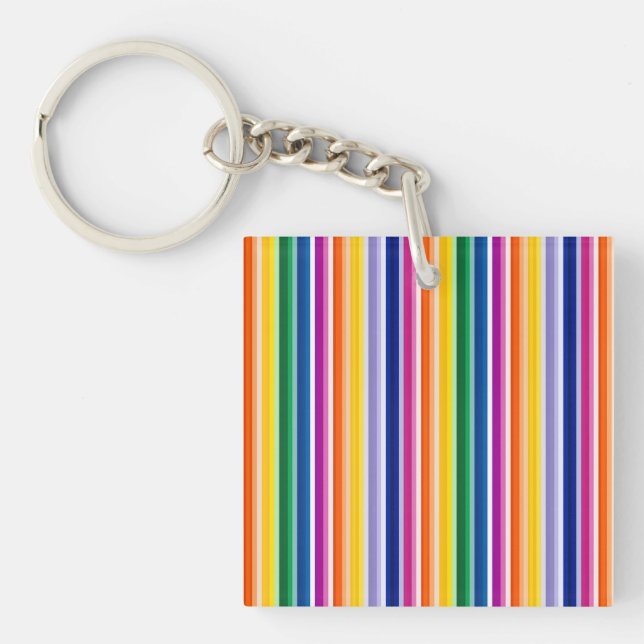 Colorful Vertical Stripes Design Key Ring (Front)