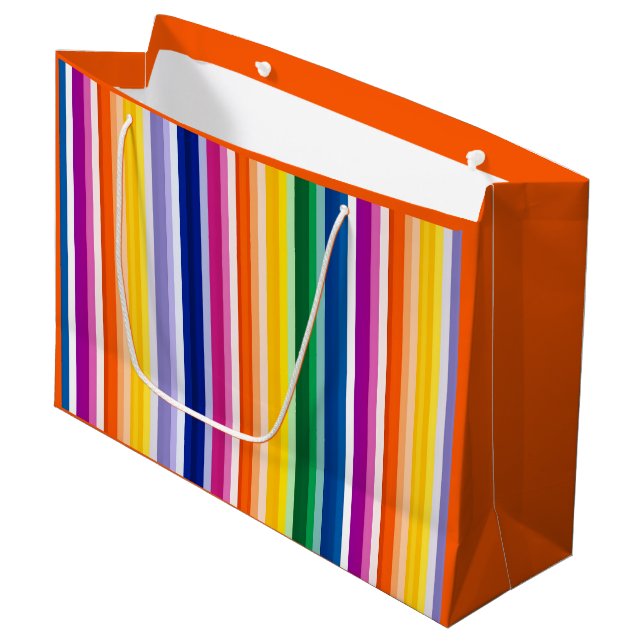 Colorful Vertical Stripes Design Large Gift Bag (Front Angled)
