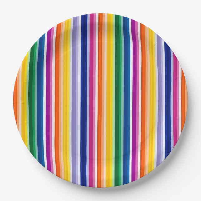 Colorful Vertical Stripes Design Paper Plate (Front)