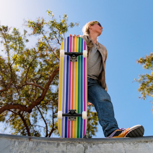 Colorful Vertical Stripes Design Skateboard (Outdoor 1)