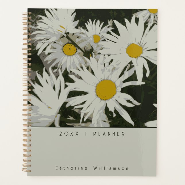 Colorful Vibrant Daisy Pattern Name 2026 Planner (Front)