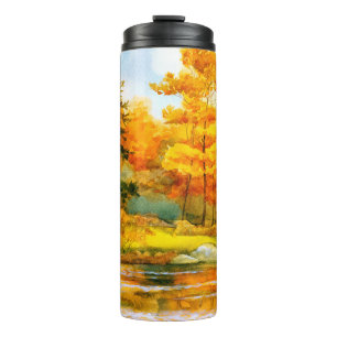Colorful vibrant hand drawn watercolor sketch draw thermal tumbler