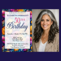 Colorful Vibrant Poppy Flower 50th Birthday Photo