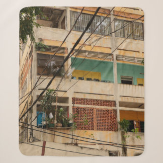 Colorful Vintage Building - Vietnamaged, ancient,  Sherpa Blanket