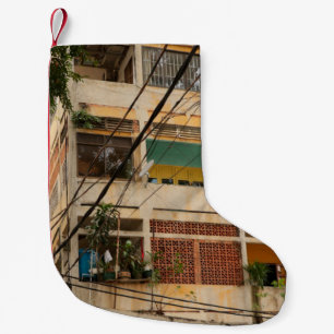 Colorful Vintage Building - Vietnamaged, ancient, Small Christmas Stocking