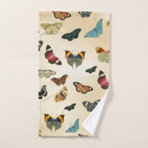 colorful vintage Butterfly illustration Pattern Hand Towel