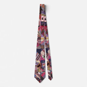 Colorful Vintage Crazy Quilt Tie