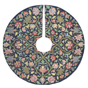 Colorful Vintage Floral Indian Mandala Pattern  Brushed Polyester Tree Skirt