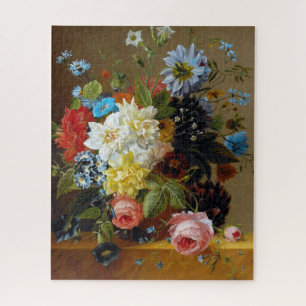Colorful Vintage Flowers Vase Art Painting Jigsaw Puzzle