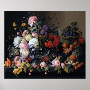 Colorful Vintage Flowers Vase Art Painting Poster