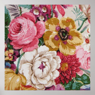 Colorful Vintage Girly Roses Painting Floral Poster