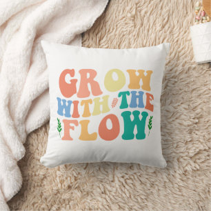 Colorful Vintage Inspirational Quote "Grow" Cushion