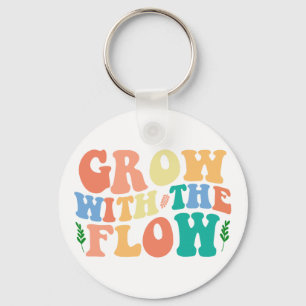 Colorful Vintage Inspirational Quote "Grow" Key Ring