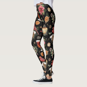 Colorful Vintage Looking Christmas Pattern Leggings
