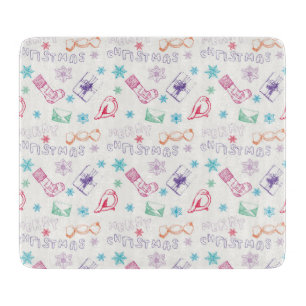 Colorful vintage merry christmas pattern cutting board