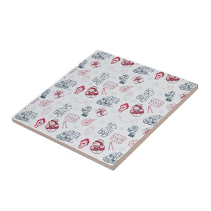 Colorful vintage merry christmas toys ceramic tile