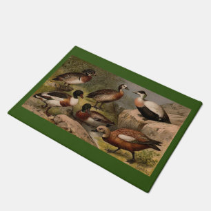 Colorful vintage painting of ducks doormat
