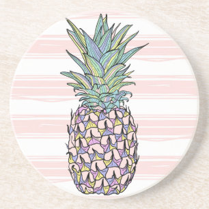 Colorful vintage pineapple illustration. coaster