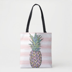 Colorful vintage pineapple tote bag
