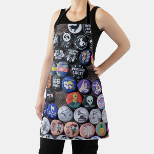 Colorful Vintage Retro Badge Collection Apron