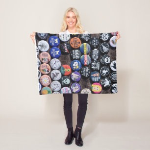 Colorful Vintage Retro Badge Collection Fleece Blanket