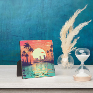 Colorful Vintage Retro Miami Florida Travel Plaque