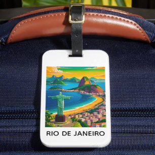 Colorful Vintage Rio de Janeiro Cristo Redentor Luggage Tag