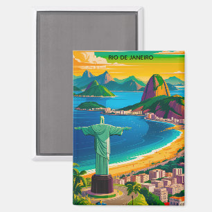 Colorful Vintage Rio de Janeiro Cristo Redentor Magnet