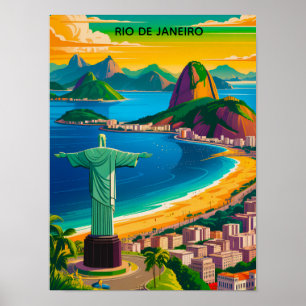 Colorful Vintage Rio de Janeiro Cristo Redentor Poster