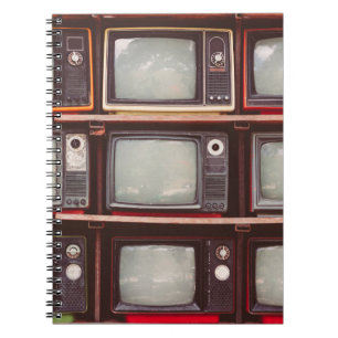 Colorful Vintage TVs, Coffee Shop. Notebook