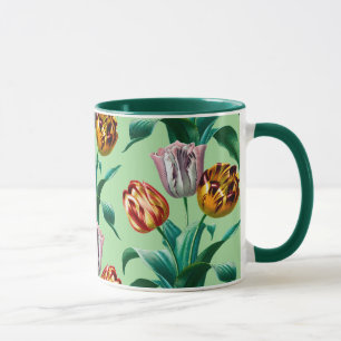 Colorful Vintage Watercolor Tulip Flowers Pattern Mug