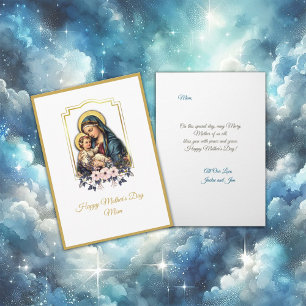 Colorful Virgin Mary With Baby Jesus Mother's Day Card