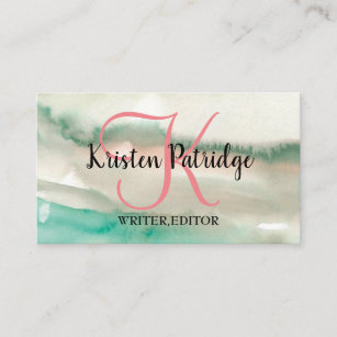 COLORFUL WATERCOLOR ABSTRACT TRENDY WRITER BUSINESS CARD