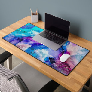 Colorful Watercolor Abstraction Desk Mat