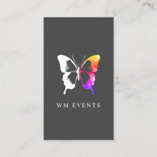 Colorful Watercolor and White Butterfly Business Card