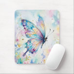 Colorful Watercolor Butterfly Floral Mouse Pad<br><div class="desc">Add a touch of elegance and whimsy with this beautiful watercolor butterfly illustration featuring soft pastel colors and delicate floral accents. The butterfly’s vibrant wings blend shades of blue, pink, purple, and gold, creating a dreamy and artistic composition inspired by nature and springtime gardens.</div>