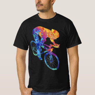 Colorful Watercolor Cyclist | Dynamic Bike Racing T-Shirt