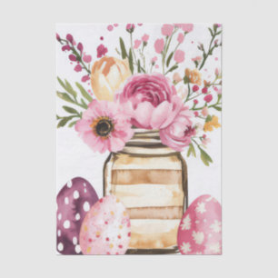 Colorful watercolor Easter Eggs and Flowers Tissue Paper