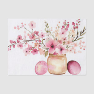 Colorful watercolor Easter Eggs and Flowers Tissue Paper