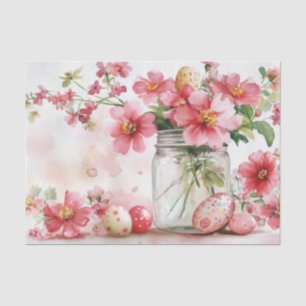 Colorful watercolor Easter Eggs and Flowers Tissue Paper