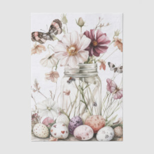 Colorful watercolor Easter Eggs and Flowers Tissue Paper